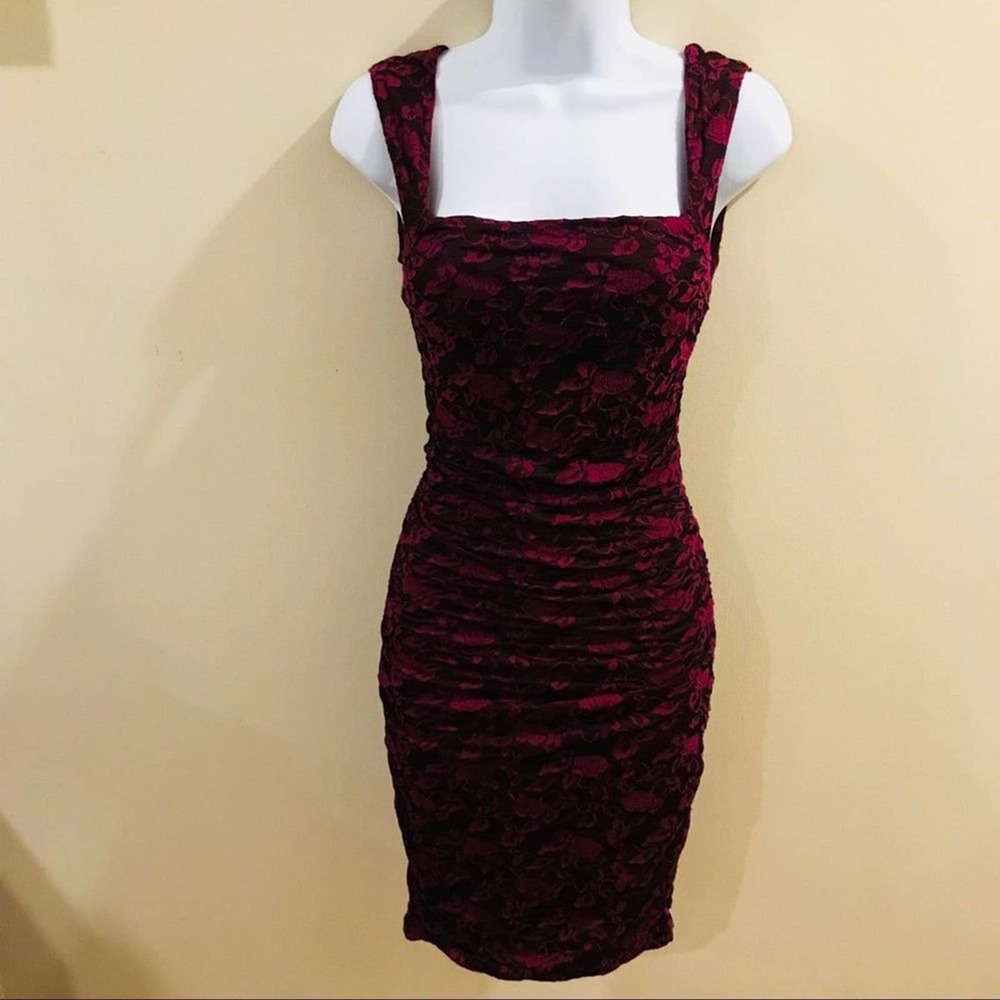 Free People Bodycon Mini Dress Cutout Maroon XS - Picture 3 of 16